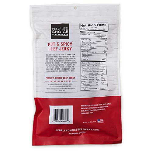 People's Choice Beef Jerky - Classic - Hot & Spicy - Big Slab - Whole Muscle Premium Cuts - Bulk Jerky Package - Thin Sheets - Low Sodium Low Salt High Protein Meat Snack - 15 Count, 1 Bag #TOP1