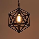 ouxei Lámpara Colgante Industrial De Hierro Forjado E27, Diseño De Jaula De Hierro Pequeña Negra, Iluminación De Techo Para Dormitorio, Comedor, Sala De Estar E Isla De Cocina.