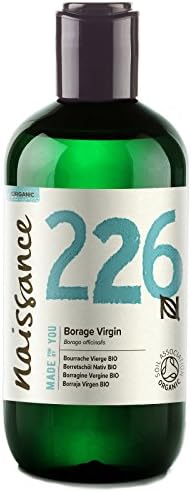 naissance Organic Virgin Borage Oil 8 fl oz - Naturally High in GLA (Gamma-Linolenic Acid) Pure, UK Certified Organic, PA Free, Cold Pressed & Vegan - Balancing & Nourishing Moisturizer