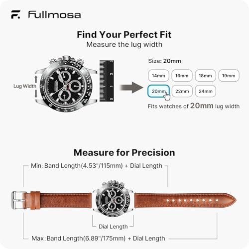 Image of Fullmosa 20mm Quick Release Leather Watch Band for Garmin Samsung Galaxy | Strap for Garmin Vivoactive 6 /5,Venu Sq 2 /Sq,Galaxy Watch 7 /6 /5 40mm 44mm Women Men, Gradient Brown&Silver Buckle