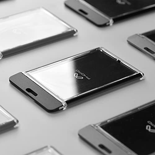 Phomo Aluminum Id Badge Holder/Wallet With Metal Clip And Badge Lanyard, Heavy Duty Vertical Transparent Hard Acrylic Id Card Holder. (Holds 1To 3 Cards) (Black, 5-Pcs) #TOP3