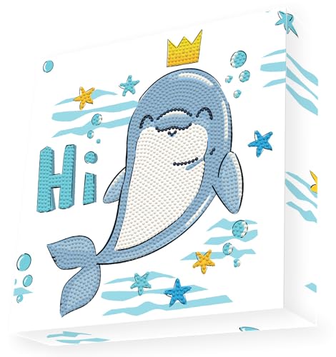 Image of DIAMOND DOTZ Dolphin Hi! Dotz Box Animal Diamond Painting Kits for Adults - Diamond Art Kits a Relaxing Creative Craft Kit with Dotz Gems 8.7 inchx8.7 inch