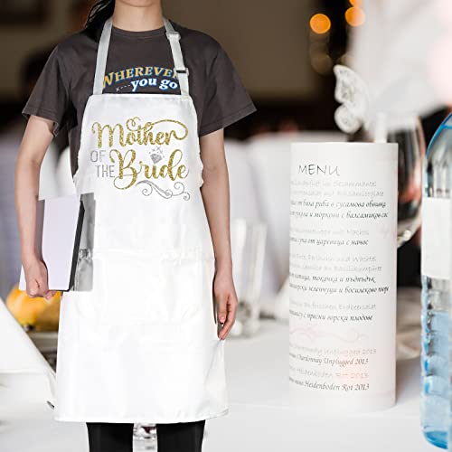 Wzmpa Mother Of The Bride Wedding Party Apron Bridal Shower Gift Bride's Mother Adjustable Apron With Pocket (Mother Of Bride) #TOP2