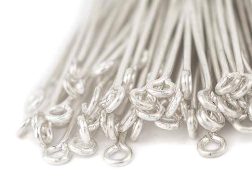 The Bead Chest Silver 21 Gauge 2 Inch Eye Pins (Approx 100 Pieces)