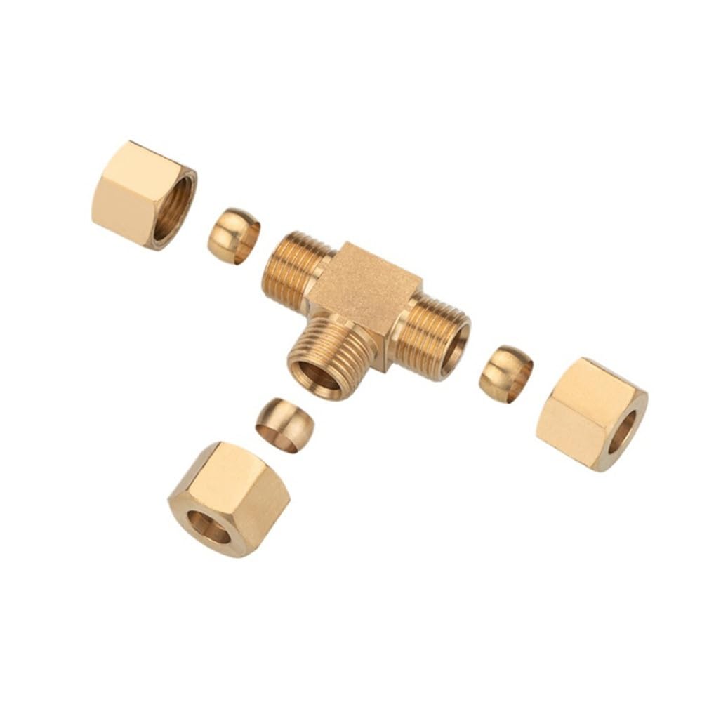 3,175-15,88 mm 1/8 3/16 1/4 5/16 3/8 1/2 5/8" Raccordo a T in ottone per tubo da 3 vie con compressione, 12,7 mm 1l2 I
