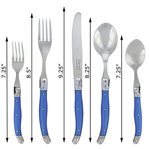 Laguiole 20 Piece Flatware Set – Stainless Steel Cutlery Set – Dishwasher Safe Silverware Set – Luxurious Utensil Sets W/Knives, Spoons And Forks Set (French Blue, Service For 4) #TOP1