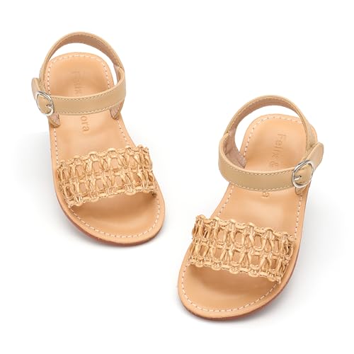 Image of Felix & Flora Toddler Girl Sandals - Little Girl Easter Dress Shoes Lightweight Open Toe Beach Holiday Flats
