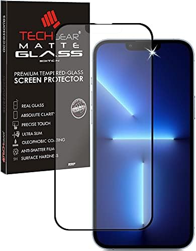 TECHGEAR Anti Glare Screen Protector for iPhone 14, iPhone 13, 13 Pro - MATTE 3D GLASS Edition Genuine Tempered Glass Full Screen Protector Guard Cover Compatible with iPhone 14/13 / 13 Pro 6.1"