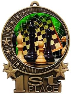 Express Medals 1 to 50 Packs Engraved Personalized Custom Gold Chess Medals Trophy Award with Neck Ribbon Medal Trophies Custom