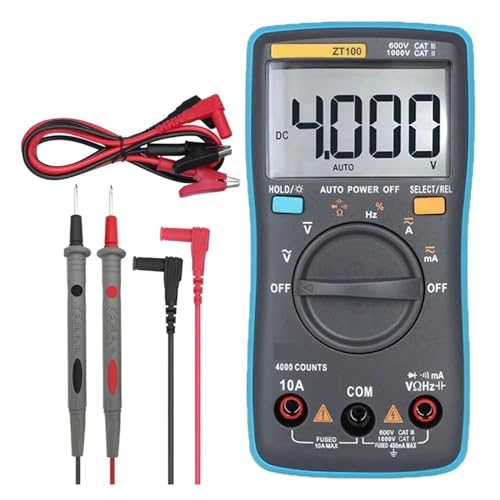 デジタルマルチメータ 4000 カウント DC/AC 電圧電流容量 Hz ダイオードオームテスター電流計電圧計バックライト(ZT100 with T1101)