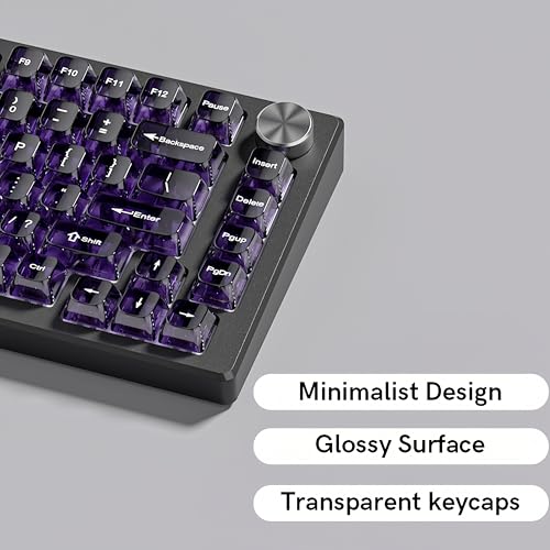 Image of dagaladoo Clear keycaps,Transparent Keyboard keycaps,Jelly Key caps Set,Shine Through keycap,MDA Profile Keyboard caps for Mx Switches Mechanical Keyboard(Purple)