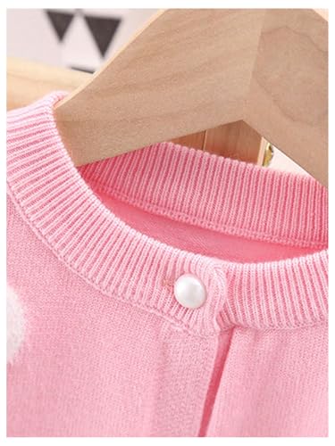 Floerns Girl's Heart Print Long Sleeve Knitted Button Front Kawaii Cardigan Sweater3