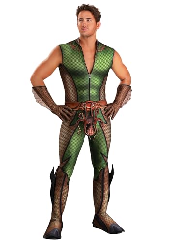 Fun Costumes Mens The Boys The Deep Costume Jumpsuit with Belt Gloves Boot Covers and Octopus Accessory for Halloween Cosplay X-Large