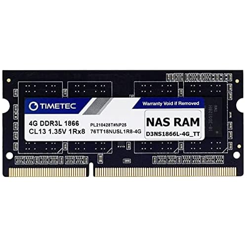 Timetec 4GB Replacement for Synology D3NS1866L-4G Non-ECC Unbuffered SODIMM DDR3L 1866Mhz PC3L-14900 1.35V Memory RAM (Compatible for DS620slim, DS218+, DS718+, DS918+, DS418play)