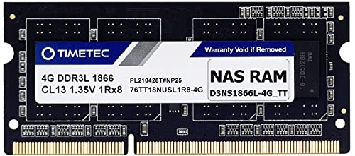 Timetec DDR3-1866L 4GB Replacement for Synology D3NS1866L-4G Non-ECC Unbuffered SODIMM DDR3L 1866Mhz PC3L-14900 1.35V Memory RAM (Compatible for DS620slim, DS218+, DS718+, DS918+, DS418play)