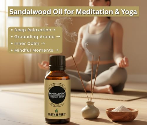 Image of Earth N Pure Sandalwood (Chandan Oil) Essential Oil for Skin- Natural and Therapeutic Grade -Pack of 2 | 15 ml