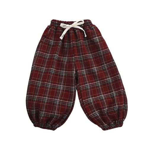 Kids SBaggy Plaid Joggers Casual Elastic Waist Loose Vintage Athletic Pants with Pockets for Girls Boys 1-14 Years