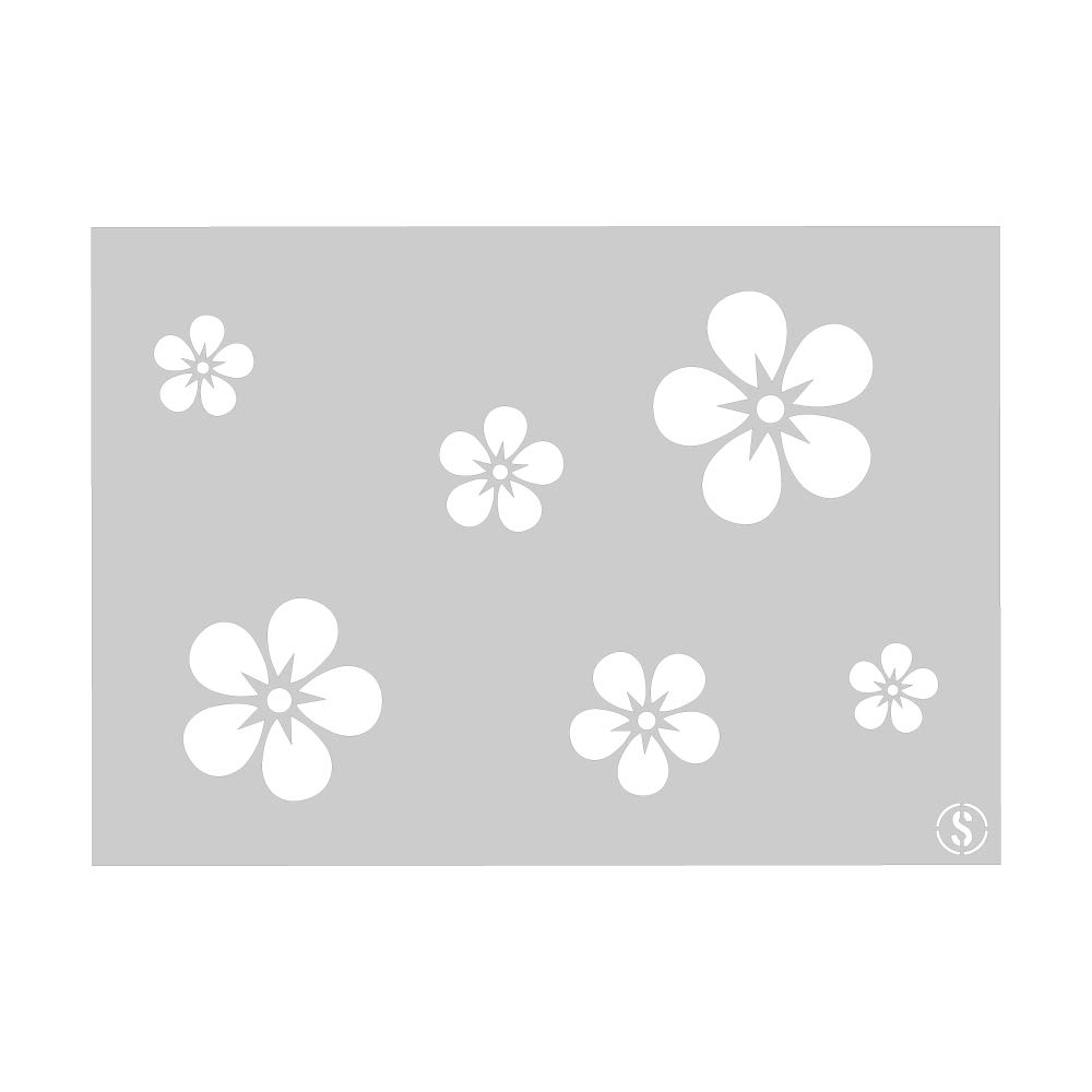 The Stencil Studio Forget-Me-Not Flower Stencil Set - Reusable Wall Stencil - Size Large (A2) (10135L)