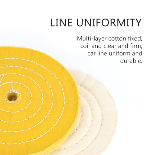 Image of SCOTTCHEN Polishing Wheel for Bench Grinder Buffing Wheel 8 inch White (70 Ply) & Yellow (42 Ply) for Buffer Polisher with 5 /8 Inch Arbor Hole 2 PCS