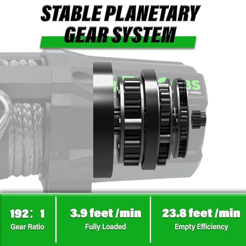 Image of TYT 6500 lb UTV Winch with Wireless Remote and Wired Switch,12 Volt DC Electric Trailer Winch,1 /4 inch x 50FT Synthetic Rope Winch with Rubber Stopper and Mounting Plate