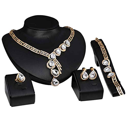 Pandiki Forma V Oval cristalino Shinning Colgantes Anillos Pendientes del Collar de la Pulsera de Las Mujeres Conjunto de Joyas