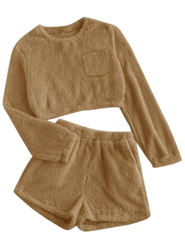 Image of Mafulus Girls Pants Sets Two Pieces Kids Comfy Lightweight Long Sleeve Fleece Sets with Pockets