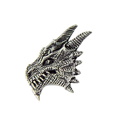 Antique Pewter Dragon Head Side Pin G011