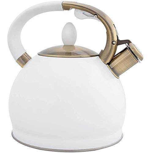 Moderner Induktions-Pfeifkessel aus Edelstahl, 3,5-l-Pfeifkessel, Teekessel mit hitzebeständigem Hanle für Induktionsherde, Gasherde, Öfen, Rot