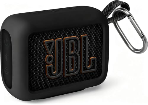 Geiomoo Silicone Cover for JBL Go 5 Case, Soft Flexible Scratch Resistant Protective (Black)