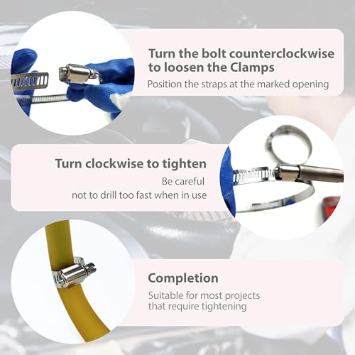 1-1/2 Inches Hose clamps, 304 Stainless Steel Worm Gear Hose Clamps,10 Pcs Fuel Line Pipe Clamps