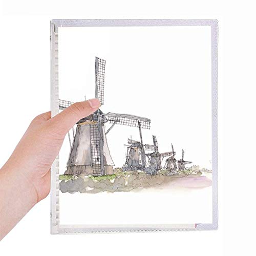 Carnet à spirales rechargeable avec motif de moulin hollandais