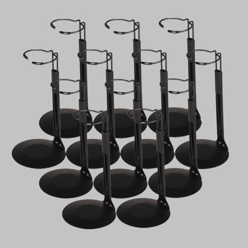 Image of UCanaan 12 pcs Doll Stand - Action Figure Stands with Expandable Waist Wire for 8 inch-14 inch Dolls Doll Stands for 8 to 12inch Dolls Suitable for 1 /6 Dolls Accessories,Action Figure Stand (Black, 12)