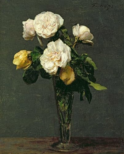 Image sur toile Roses dans une flûte à boire Fantin-Latour affiche décoration murale