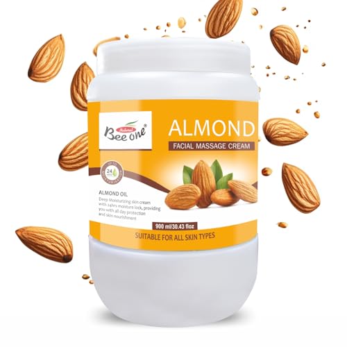 Image of Beeone Almond Massage Cream 900 ml | Skin Brightening & Moisturizing Day Cream for Face, Body & Hands | Lightweight & Non-Greasy | Paraben-Free, Sulphate-Free, | Daily Use for Men & Women