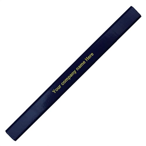 EZPENCILS & GIFTS Lápices de carpintero personalizados a granel – Cuerpo azul – Paquete de 60 – Texto personalizado – Plomo negro 2HB – Grafito