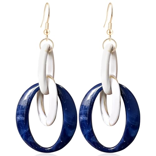 Bohemian Simplicity Acrylic Geometry Oval Circle Dangle Drop Earrings Lightweight Resin Chain Hook Earrings For Women