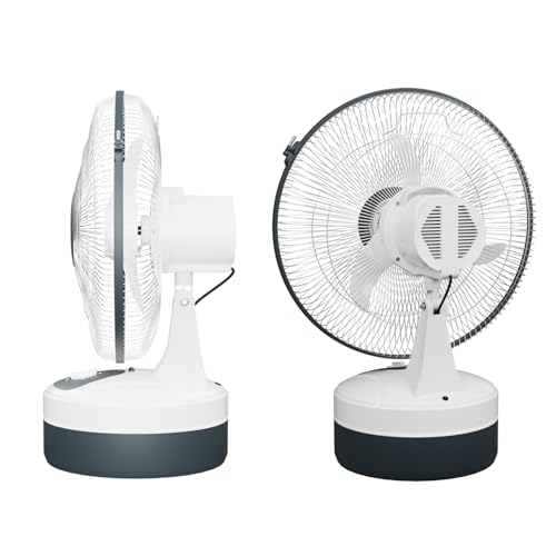Image of amiciSolar 12-Inch Rechargeable Table Fan - Portable 3-Speed AC /DC Fan with 24-Hour Battery Backup at Low Speed, Silent Operation, and Table Mount