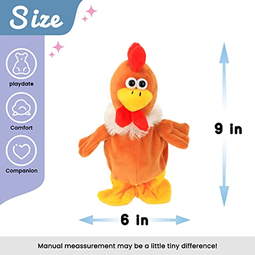 Hopearl Sprechendes Huhn Wiederholt Gesagtes Laufend Küken Elektrisch Interaktiv Animiertes Spielzeug Sprechendes Plüschtier Geschenke für Kleinkinder Geburtstag, 23 cm