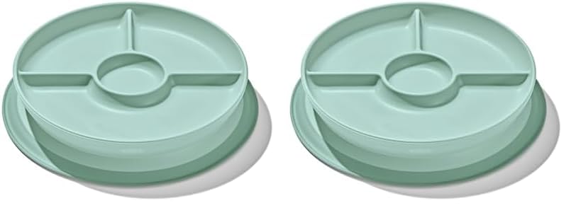 Image of OXO Tot Stick and Stay Suction Divided Plate - Opal (Pack of 2)