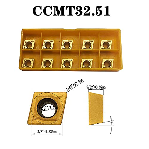 Zouzmin 20Pcs Ccmt09T304/Ccmt32.51 Carbide Turning Inserts,Ccmt Insert Mutilayer Coated Cnc Lathe Replacement Cutters Inserts thumb #1