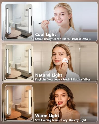Image of WILLED 5W Vanity Lights for Mirror with Remote Control,Magnetic Stick on Mirror Lights,Adjustable Color Temperatures Magnetic Light Bar for Mirror,Makeup Light for Bedroom, Bathroom(2 Pack)