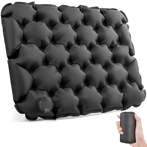 GDREAMT Inflatable Seat Cushion Portable Lightweight Stadium Seat Pad Travel Air Seat Cushion for Long Flights Camping Hiking Bleacher Airplane Stadium Office