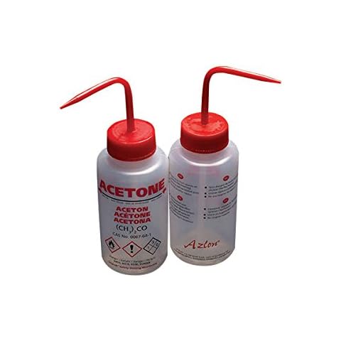 AZLON WGW537VTML Red, Plastic, Wash Bottle, Wide Mouth, Acetone, LDPE, Vent, 500 ml (Pack of 5) Cover
