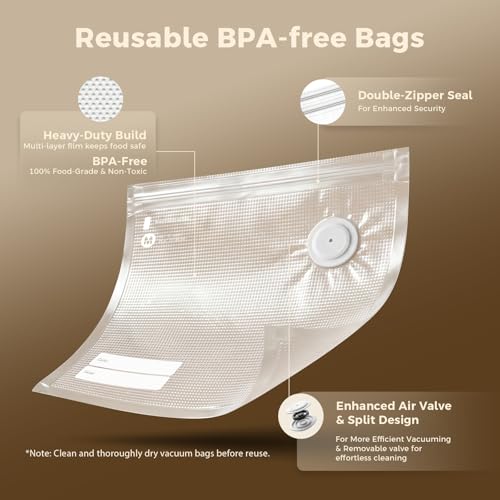 Image of Reusable Vacuum Sealer Bags for Food, 30 BPA-Free Medium (10 x 11in) Bags
