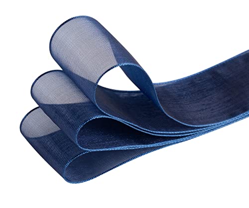 TEKDEERE 25mm Sheer Organza Ribbon,Navy Shimmer Chiffon Ribbon for DIY Crafts Wedding Party Decorations Gift Wrapping Bridal Bouquets (45M) - Image 4