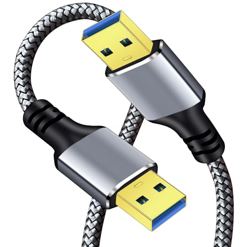 Tan QY USB 3.0 A to A Male Cable 6Ft USB Male to Male Cable Double End USB Cord Compatible with Hard Drive Enclosures DVD Player Laptop (Silver 6FT)