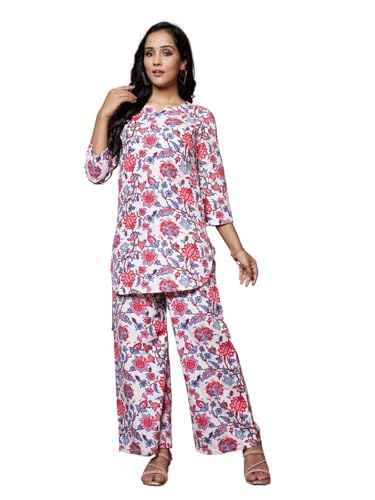 GRECIILOOKS Women Rayon Blend Ethnic Wear Kurta Co-ord Set (GL-W1705&TR798_XS Off White)
