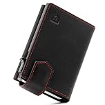 LORZOR Men Wallet Slim Magnetic Closure with Coin Pocket, Card Wallet Genuine Leather, Credit Card Holder RFID Blocking for 10 Cards, Smart Wallets Minimalist with Banknote Compartment, Gift