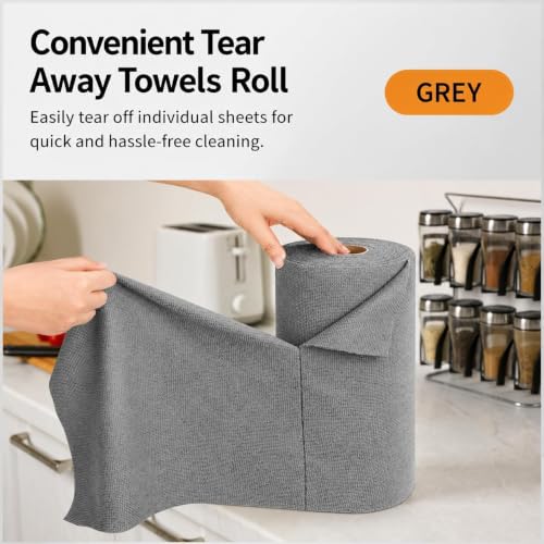 Image of Microfiber Cleaning Cloth Roll, 20Pcs, 4000 Times Washable - 10X Cheaper Than Paper Kitchen Towel Roll - Ultra Absorbent Lint Free Microfiber Cleaning Cloth for Kitchen - Tearable