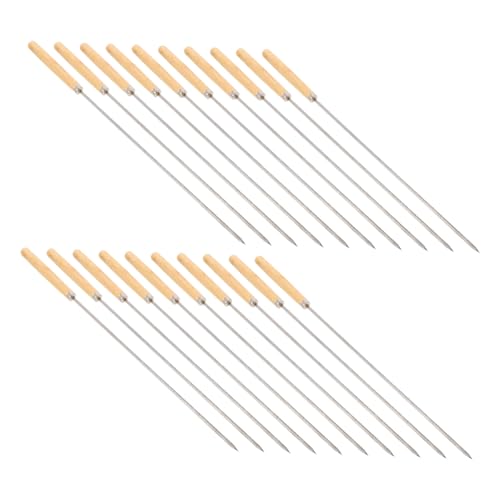 DECHOUS 20Pcs Stainless Steel Barbecue Skewers with Handles Durable Grilling Sticks for Bbq Party and Outdoor Cooking Convenient and Safe Bbq Accessories